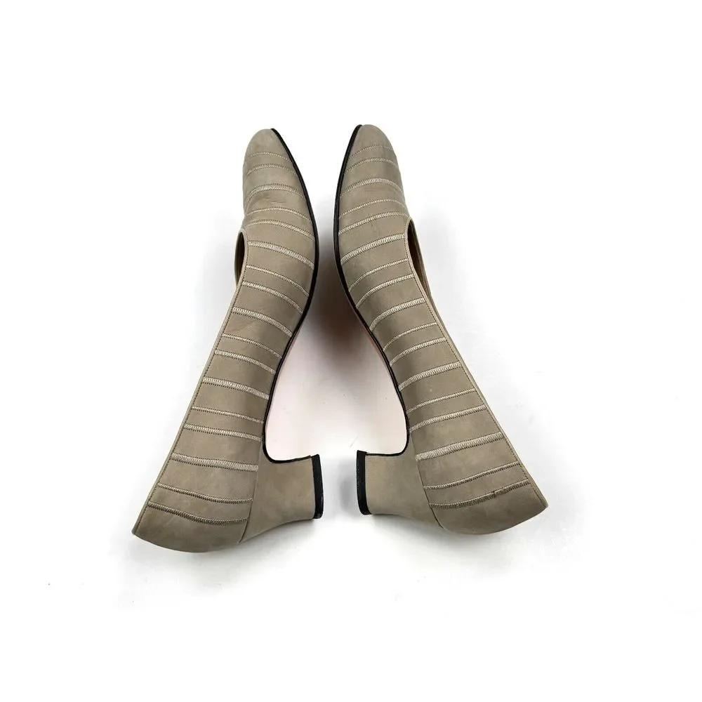 Salvatore Ferragamo Suede Pumps Women 9.5 B‎ Gray Heels Almond Toe